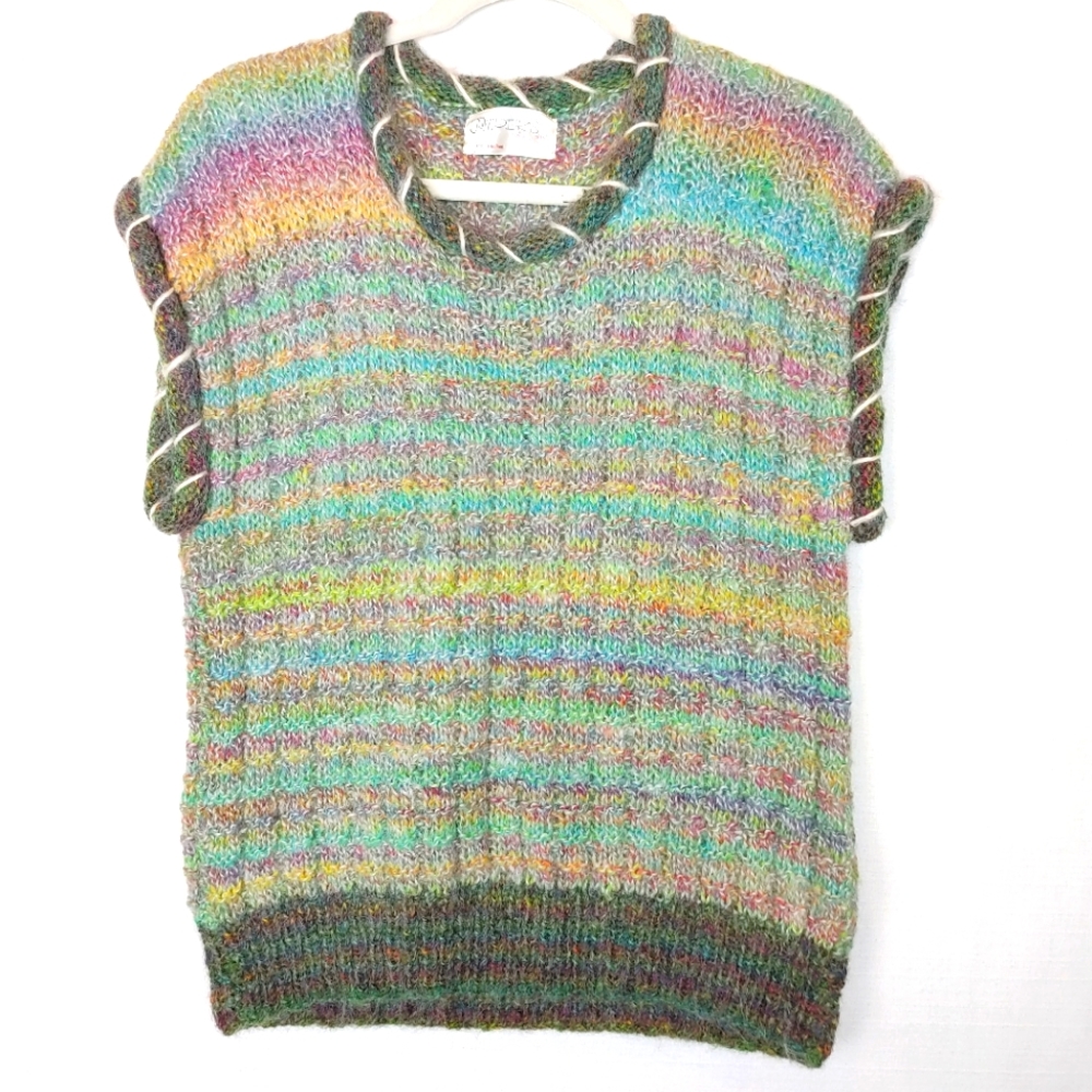 90s Vintage Jumpers Ombre Rainbow Wool Knit Sweater M